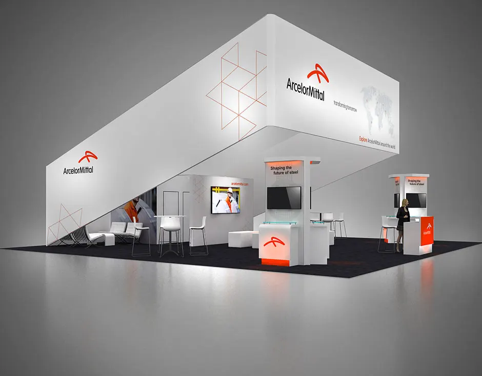 Innovative 40x40 trade show booth rental design for impactful exhibitions